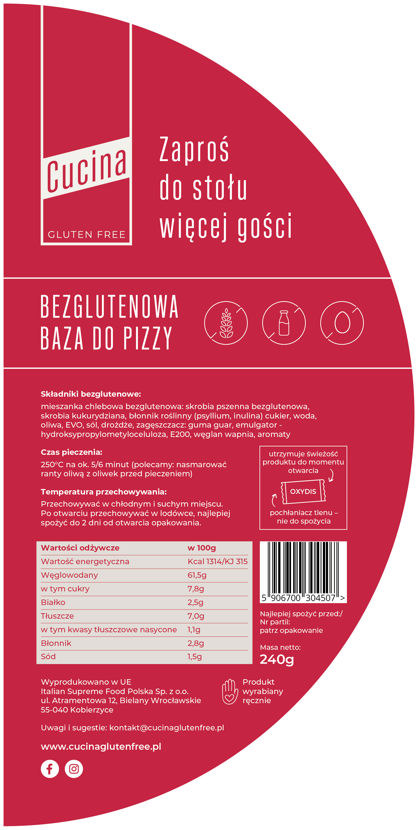 Glutenfreier Pizzaboden 240 g Cucina - Biogo.de