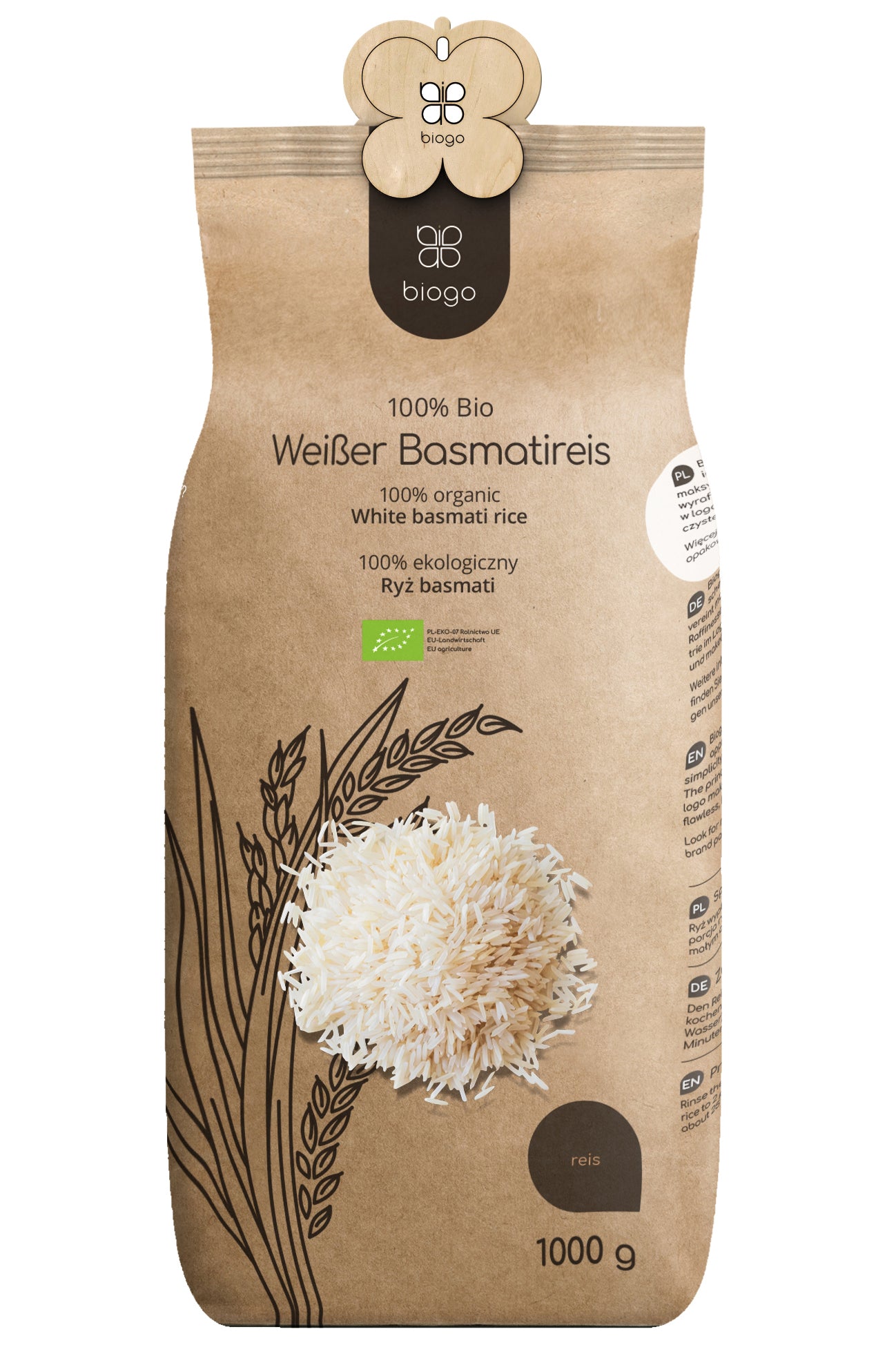 Basmatireis bio 1 kg Biogo - Biogo.de