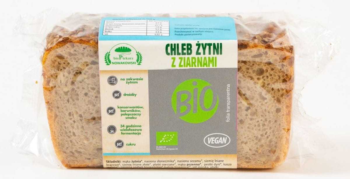 Roggenbrot mit Sonnenblumenkernen geschnitten BIO 300 g - BIODAKER NOWAKOWSKI