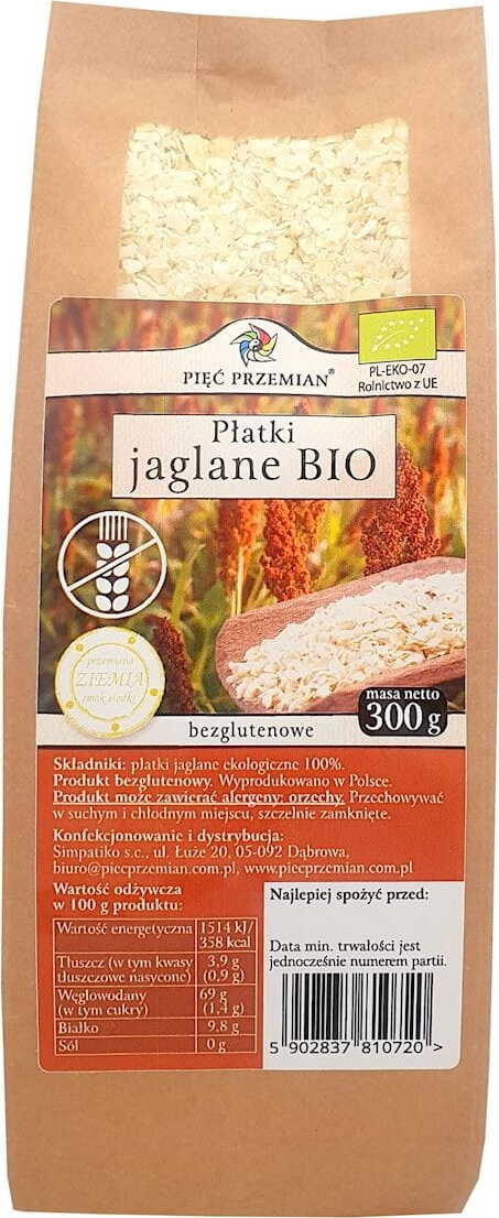 Glutenfreie Hirseflocken BIO 300 g - FÜNF ÄNDERUNGEN
