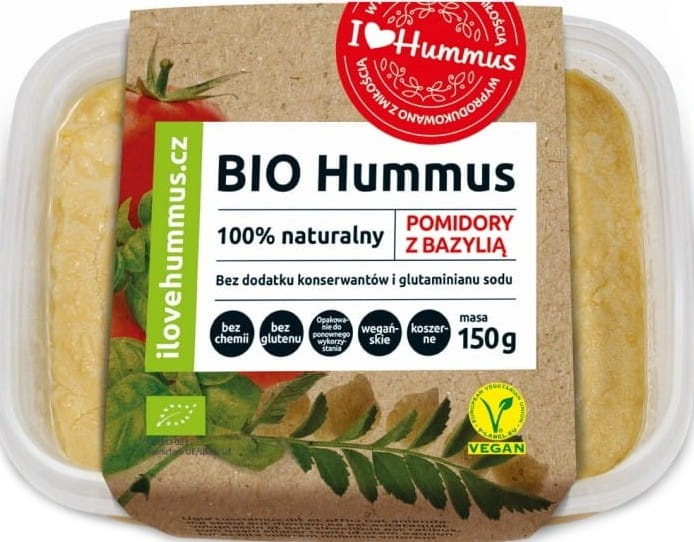 Hummus mit Tomaten, Basilikum und Olivenöl BIO 150 g ICH LIEBE HUMMUS