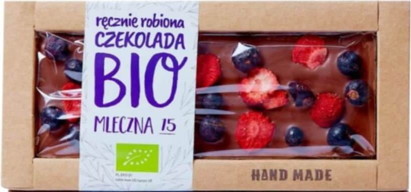 Milchschokolade mit schwarzen Johannisbeeren und Erdbeeren BIO 53 g - ALTE POLNISCHE SÜSSWAREN