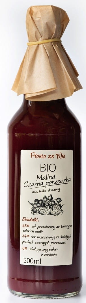 Himbeermousse - Schwarze Johannisbeere leicht gesüßt BIO 500 ml - DIREKT VOM DORF