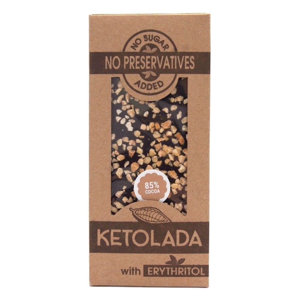 Schokolade 85% Kakao mit Mandeln ohne Zuckerzusatz 100 g - KETOLADE - Biogo.de
