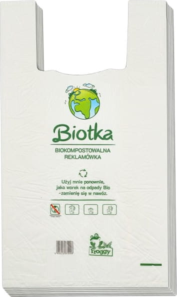 Plastikbeutel (kompostierbar und biologisch abbaubar) 1 Stück (40 cm x 22 cm) - FROGGY - Biogo.de