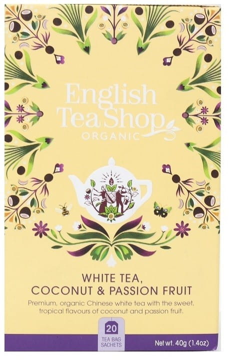 Weißer Tee mit Zitronengras, Kakao, Ingwer, Maracuja und Kokosnuss (20x2) BIO 40 g ENGLISH TEA SHOP - Biogo.de