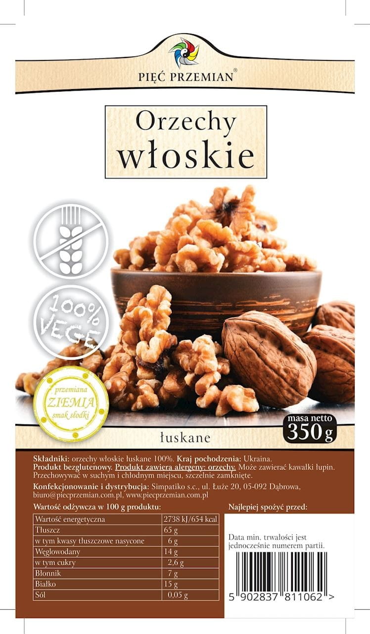 Glutenfreie Walnüsse 350g FÜNF ÄNDERUNGEN - Biogo.de