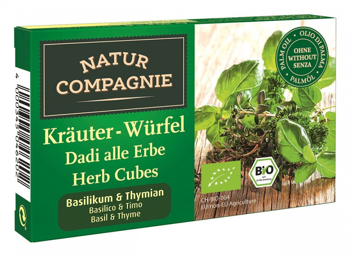 Verkaufsbrühe - Kräuterwürfel mit Basilikum und Thymian BIO 80 g - NATUR COMPAGNIE - Biogo.de