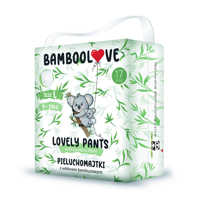 Windelhosen mit Bambusfaser, Größe L 9 - 14 kg (17 Stück) - BAMBOOLOVE - Biogo.de