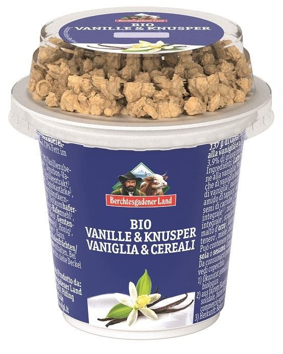 VANILLE JOGHURT MIT KNUSPRIGEM MUSLI BIO 150 g - BERCHTESGADENER LAND - Biogo.de