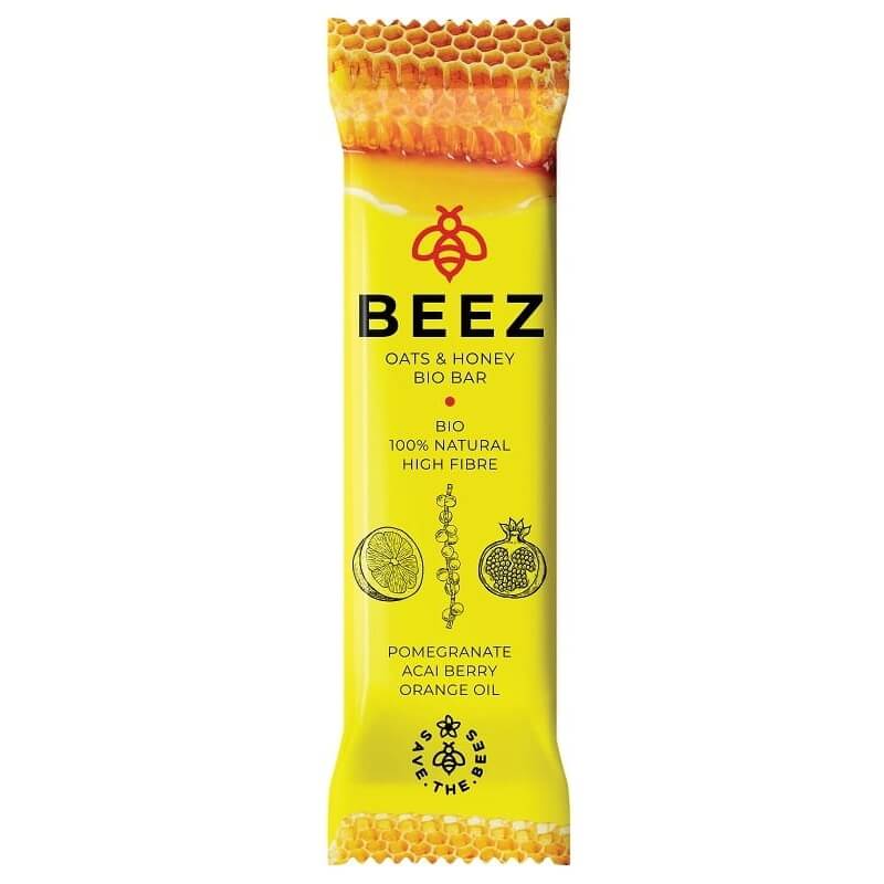 Honig-Haferriegel mit Granatapfel, Acai-Beeren und Orangenöl BIO 40 g - BEEZ