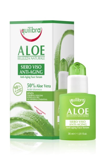 Equilibra Gesichtsserum in 30ml Flasche, Anti-Aging Pflege, mit Serum-Tropfen, in eleganter Verpackung.