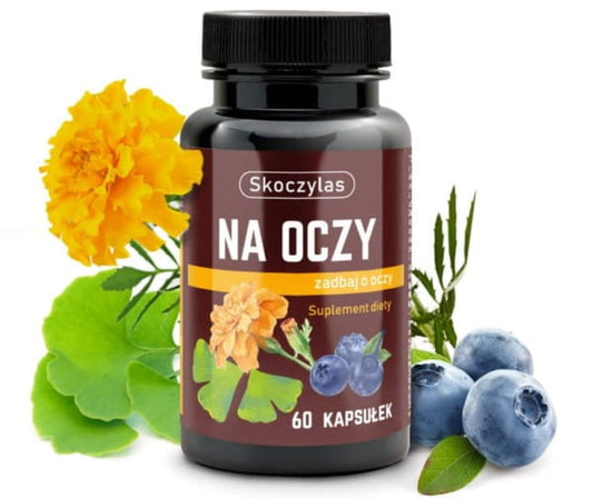 Skoczylas Augenpflege 60 K, Sicht auf die Verpackung mit Bezeichnung und Produktinformationen, für die Augengesundheit.