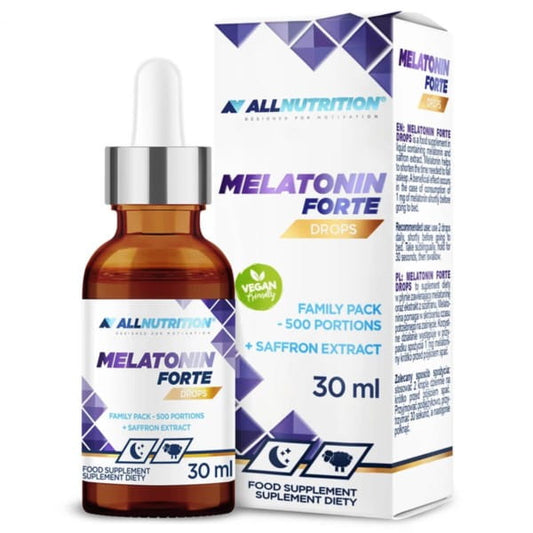 Allnutrition Melatonin Forte Tropfen in 30 ml Flasche, dunkelbraune Glasflasche mit Tropfaufsatz für besseren Schlaf
