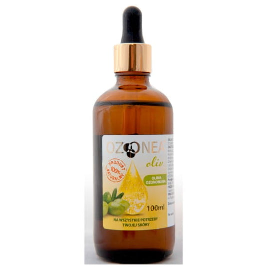 Ozonisiertes Ozonfix Ozonea Oliv Öl in 100 ml Flasche mit Pipette, dunkle Glasflasche, für natürliche Hautpflege