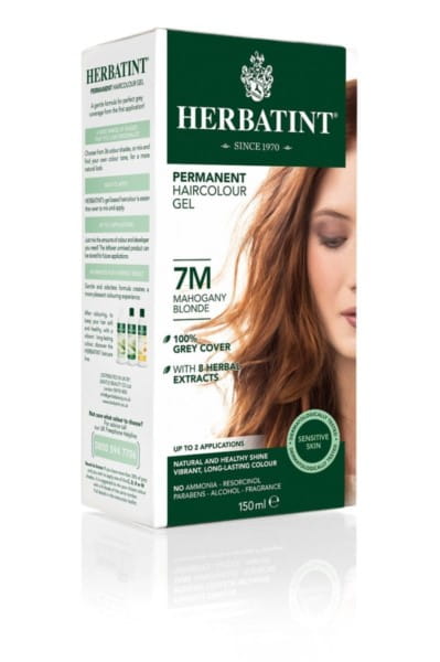 Herbatint Farbe 7M Mahagoni Blond, 150 ml Flasche, natürliche Haarfarbe mit mahagonibraunem Farbton, sichtbar in der Flasche