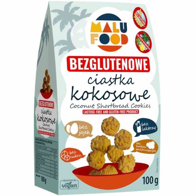 MALU FOOD Glutenfria kokosnötskakor utan socker 100g Main Image