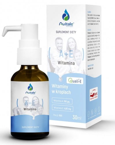 Vitamin A+E Quali E Avitale in 30ml Flasche, medizinisches Pflegeprodukt von MEDICALINE, zeigt die Flasche mit Etikett.