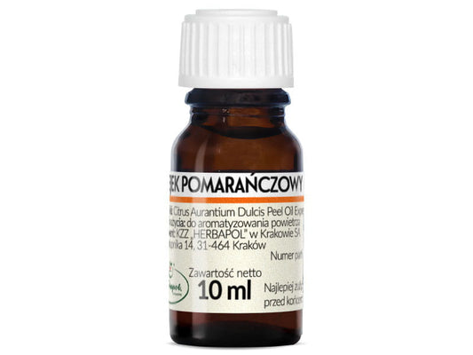 Orangenöl von Herbapol in 10ml Flasche, ätherisches Öl mit frischem Orangenaroma, ideal für Aromatherapie und natürliche Pflege.