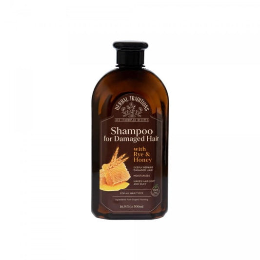 Haarshampoo mit Honig von HERBAL TRADITIONS in 500 ml Flasche, zeigt die natürliche Textur und Inhaltsstoffe des Produkts.