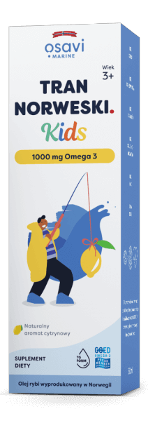 Norwegischer Trank Kids Osavi Omega 3 mit Zitronengeschmack, 50 ml Flasche, kindgerechtes Fischöl mit 1000 mg Omega 3