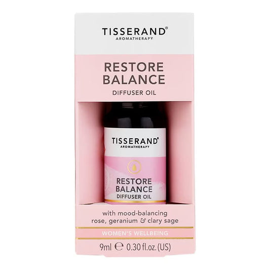 Tisserand Aromatherapy Restore Balance Diffusoröl in 9 ml Flasche, ätherisches Öl für Aromatherapie und Entspannung.