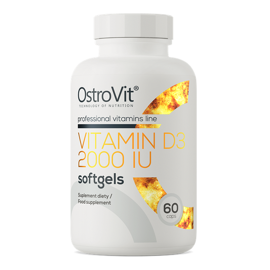 OSTROVIT Vitamin D3 2000 IU in 60 Kapseln, Nahrungsergänzungsmittel zur Unterstützung der Knochengesundheit.