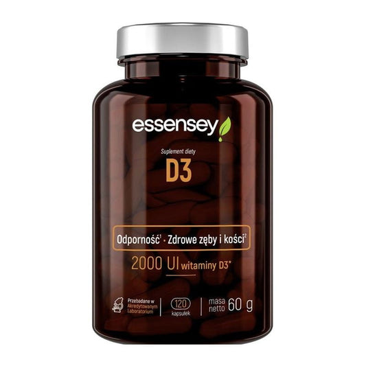 Essensey Vitamin D3 Kapseln, 120 Stück, softgelartige Nahrungsergänzungsmittel zur Unterstützung der Knochengesundheit