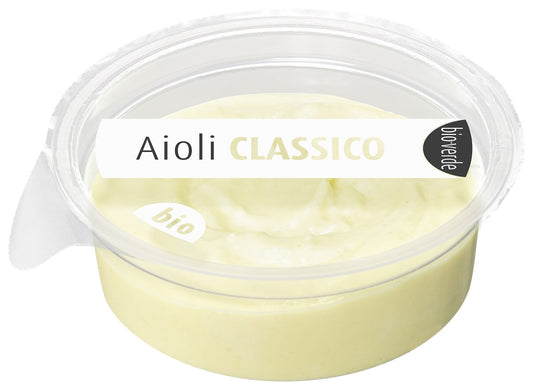 Bio Knoblauch-Aioli von BIO VERDE in 90 g, cremige Bio-Garlic-Sauce mit frischem Knoblauch, ideal für Brot und Beilagen.