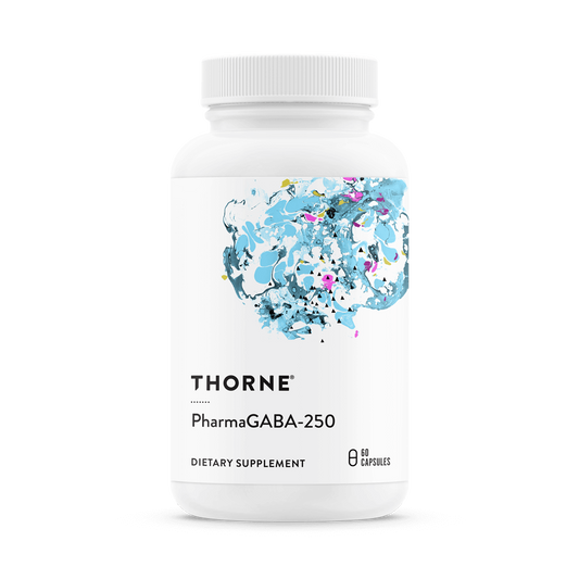 Vorratsbehälter mit 60 Kapseln Thorne Research PharmaGABA-250, Nahrungsergänzungsmittel für Entspannung und Schlafunterstützung