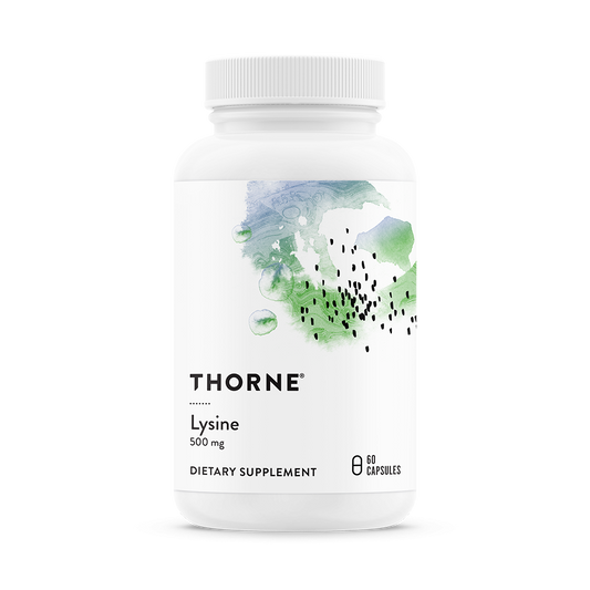 Hochwertige Lysin-Kapseln von Thorne Research in einer Dose, ideal für Nahrungsergänzung und Muskelunterstützung