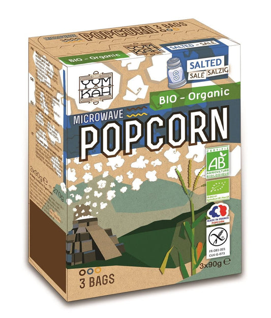 Bio glutenfreier Mikrowellen-Popcorn mit Salz von NATAIS, 3x90g, knusprig und lecker in der Packung.