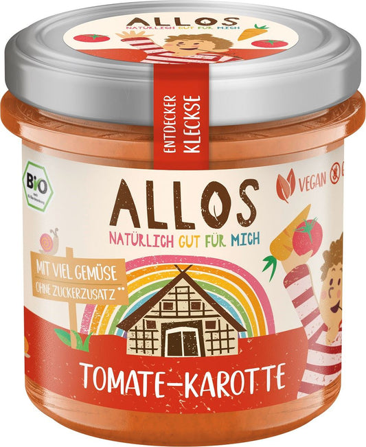 Glutenfreie Gemüsepaste mit Tomate und Karrich von Allos, 140 g, cremige vegetarische Würzpaste in Glasflasche.