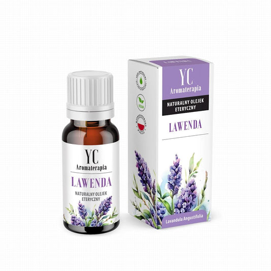 Ätherisches Lavendelöl in 10 ml Flasche von YOUR CANDLE, ideal für Aromatherapie und Duftkerzen, gelb-weiße Verpackung.