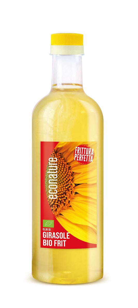 Bio Sonnenblumen Speise- und Frittieröl von BORDONI, 1 Liter, flüssiges, goldenes Öl in einer Flasche