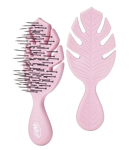 WET BRUSH Detangler Mini-Haarbürste in Rosa, Nassbürste mit grüner Bürstenkopf, für schonendes Entwirren nasser Haare