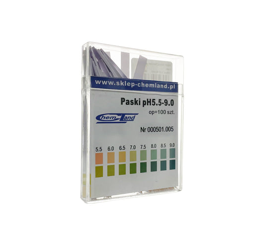 Indikatorpapiere pH 5,5-9,0, 2-polig, 100 Stück, von Warchem, für pH-Teste, sichtbare pH-Farbskala auf Papierstreifen