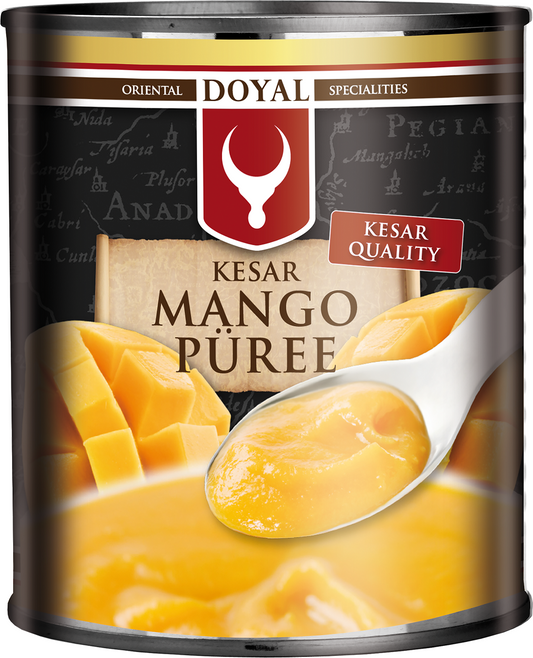 Mango Kesar Püree von DOYAL, 850 g, cremige gelbe Mango-Püree-Textur in Dose