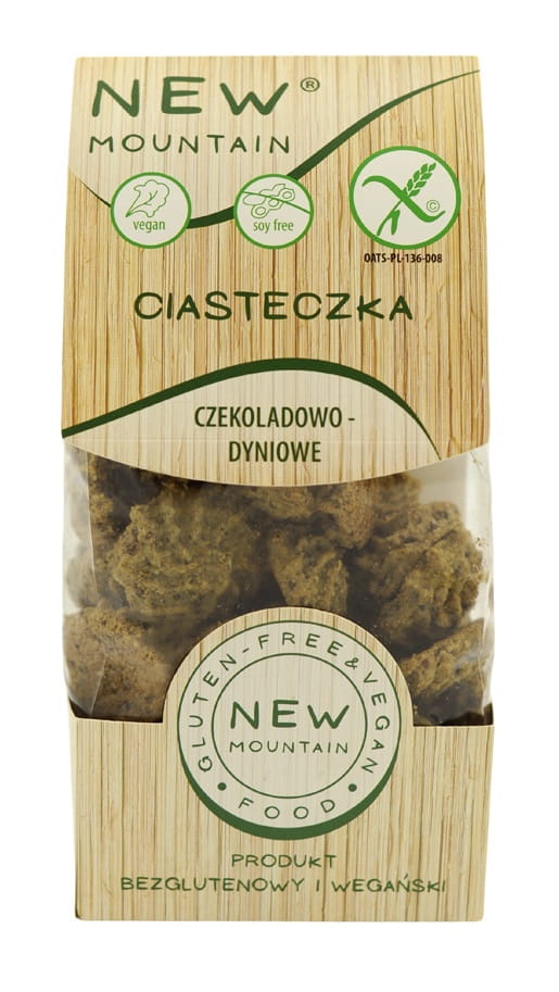Glutenfreier Schokoladen- und Pump-Kuchen von NEW MOUNTAIN, 220 g, saftig und schokoladig, auf einem Teller serviert