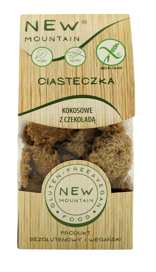 Glutenfreie Süß-Coat Cakes von New Mountain, 220 g, mit knusprigem, süßem Gebäck in einer Verpackung.