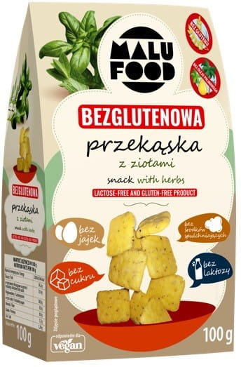 MALU Kräuter Snack-Snacks aus Non-GMO Zutaten, 100g, knusprige Kräuternacks in Verpackung, ideal für unterwegs