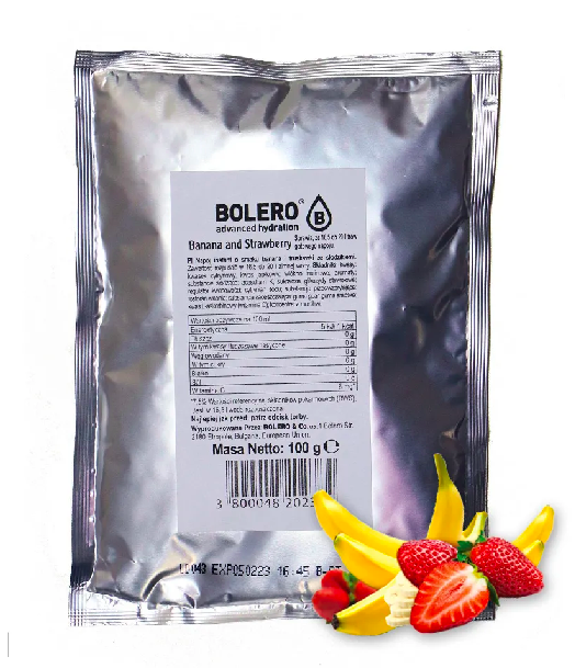 Bolero Bolero Tasche Banane & Erdbeere 100g, fruchtige Geschmackstüte mit Bananen- und Erdbeeraromen, in buntem Verpackungsdesign