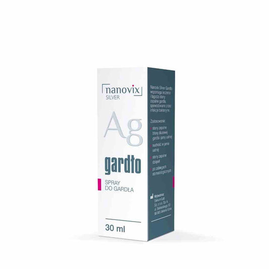 NANOVIX Silber Rachenspray in 30 ml Flasche, antibakterielles Spray gegen Halsbeschwerden, von Dystrybutor Biogo.pl