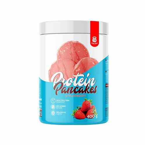 Cheat Meal Protein-Pfannkuchen mit Erdbeer-Geschmack, 400g Packung, nährstoffreicher Frühstückssnack mit frischen Erdbeeren