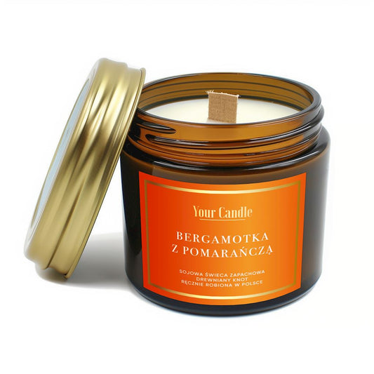 SOJA-Duftkerze von YOUR CANDLE mit Bergamotte- und Orangen-Duft, 120 ml, inklusive Baumkerze, für angenehmes Ambiente