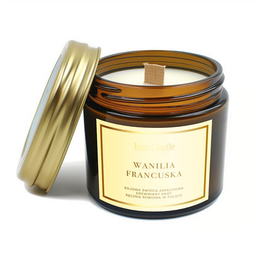 Duftkerze French Vanille France Soy von YOUR CANDLE, 120 ml mit cremigem Vanilleduft und natürlichem Sojawachs.