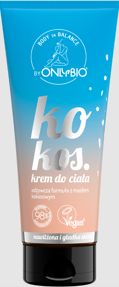 Kokosnuss Körpercreme von ONLY BIO, 200 ml, cremige Textur, natürliche Inhaltsstoffe, für gepflegte Haut.