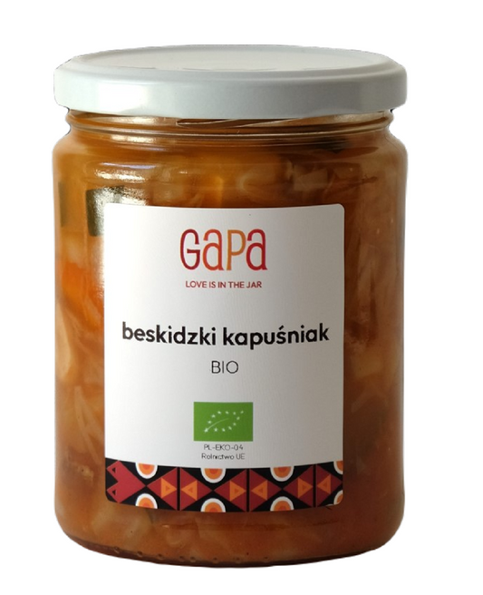Beskidzki Bio-Kapuśniak von GAPA in 450 g Packung, cremige Gemüsesuppe mit Kohl und Kräutern, frisch und aromatisch