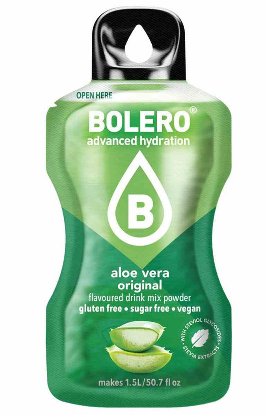 Bolero Aloe Vera Instant Drink 9g, Pulver in Packung, enthält Aloe Vera für erfrischenden Geschmack und schnelle Zubereitung