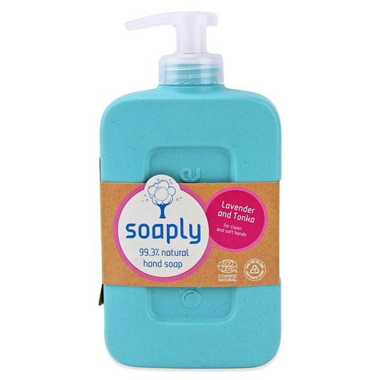 Flüssige Handseife LAWENDA & TONKA FASOL von SOAPLY in 300 ml Flasche, umweltfreundliche Eco-Seife mit natürlichem Duft